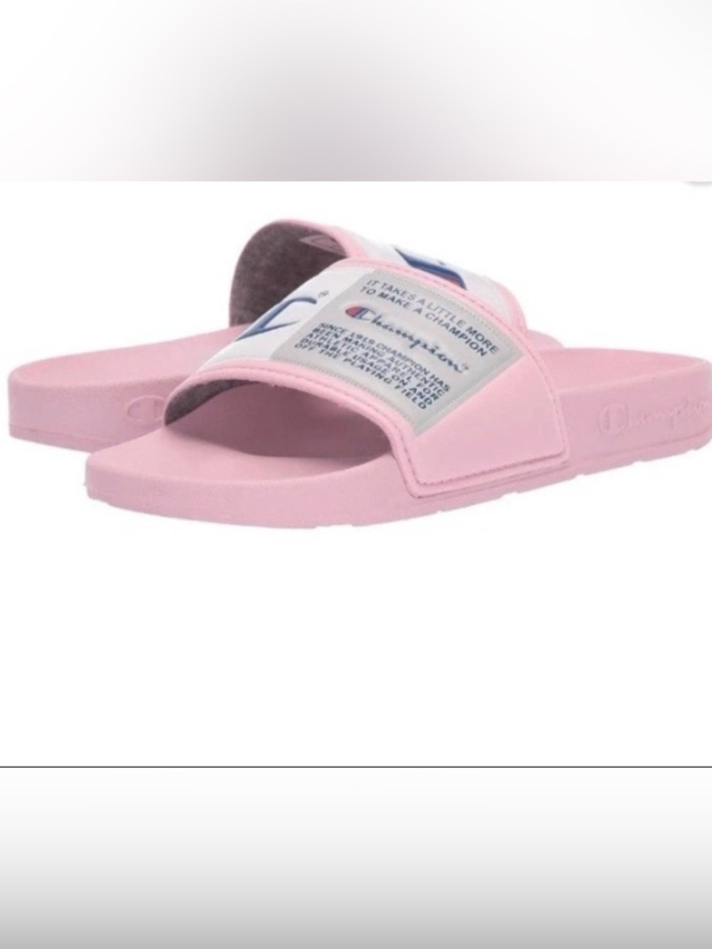 Champion Girl Size 12 Pink Jock Summer Slides Slipper Shoe Excellent Condition